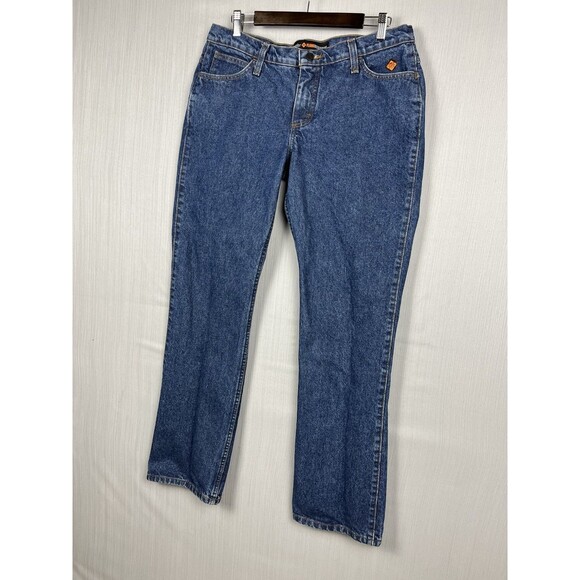 Wrangler Denim - Wrangler FR Jeans Womens 11x34 Workwear Western Mid Wash Cotton Denim Cowgirl